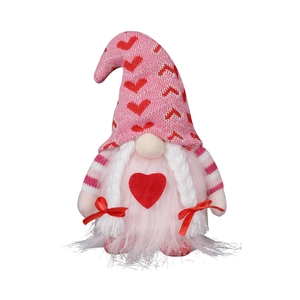 Valentinstag Gnom Puppe mit rosa Strickmütze und Plüschkörper für Wohndekoration