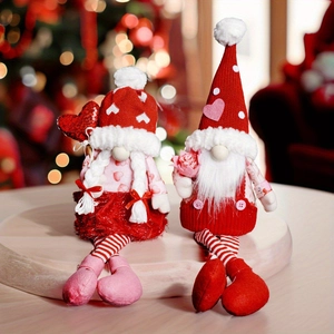 Handmade Valentine's Day couple gnomes with heart and rose for home decor display
