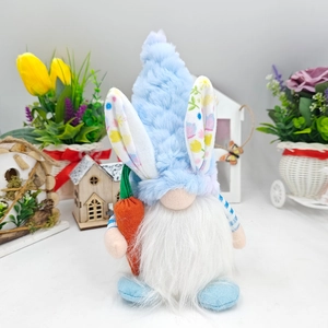 Easter gnome plush doll with rabbit ears and carrot for 2025 holiday home decoration