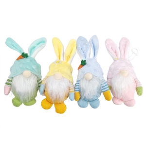 Set di 4 gnomi pasquali colorati con orecchie da coniglio per decorazioni festive