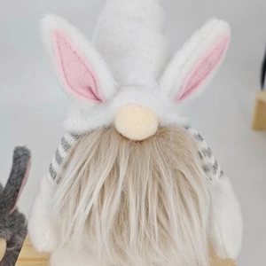 Easter gnome plush with white rabbit ears and long beard for festive spring home decoration