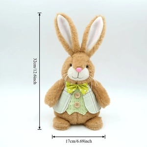 Vue détaillée de la peluche lapin de Pâques de 32 cm avec dimensions de taille