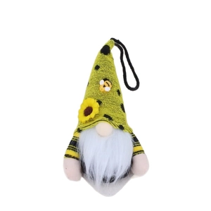 Bee gnome plush pendant with yellow stripes and sunflower decoration for home decor
