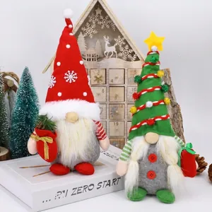 Handmade Christmas Gnome Plush Decoration Faceless Doll For Home Xmas Table Holiday Ornaments Red Green Dwarf Gift