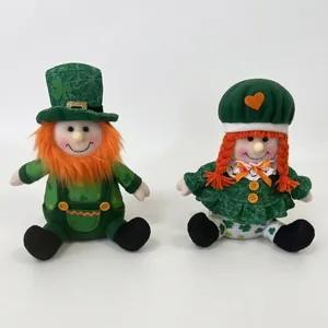 St Patrick's Day Gnome Plush Decoration Irish Leprechaun Tomte With Shamrock Green Leaf Handmade Home Party Ornament