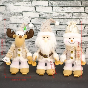 Standing Christmas plush dolls set of 3 including Santa Claus Snowman and Reindeer figurines