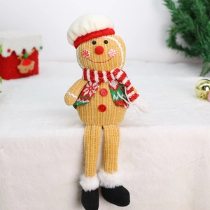 Gingerbread man chef doll with corduroy fabric and winter holiday party decorations