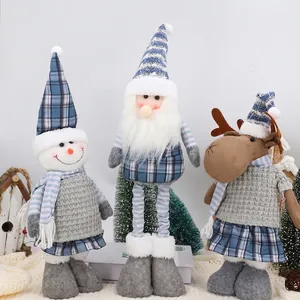 Weihnachtsplüschpuppe Lange Beine Weihnachtszwerg Schneemann Rentier Nordischer Stil Blau Grau Weiß Stoff Deko Haus