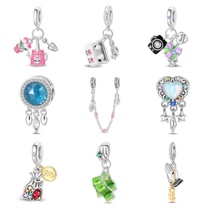 Silver Plated DIY Charm Pendant Enamel Camera Flower Heart Dreamcatcher Money Bag Jewelry Making Accessory For Women