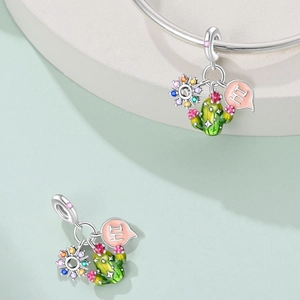 Flamingo sunflower charm bead with cactus and HI pendant for DIY bracelets