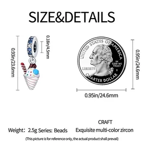 Guide des tailles du pendentif glace de 23,6 mm avec pièce de monnaie pour échelle