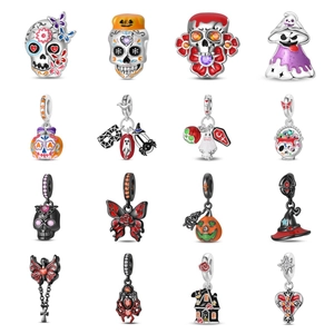 Halloween DIY Bedels Hangers Verzilverd Emaille Pompoen Schedel Vleermuis Geest Bedels Voor Sieraden Maken Armband Accessoires