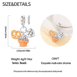 Detailed view of autumn charms featuring pumpkin cupcake and Hello Fall heart pendant
