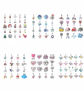 S925 sterling silver charms collection featuring Christmas and winter snowflake motifs