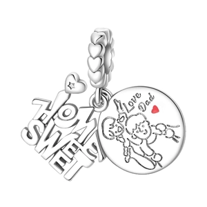 Silver Home Sweet Love Dad family charm pendant for DIY bracelets and necklaces