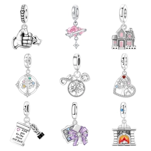 Breloques Pendentifs Arbre de Vie Maison Coeur Argentés Pour Femmes Fabrication de Bijoux Bracelet DIY Cadeau Émail Strass