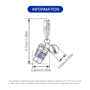 Detailed view of coffee cup and bean charms for DIY jewelry bracelet