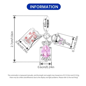Detailed size view of silver sweet candy and bell charms for jewelry bracelets