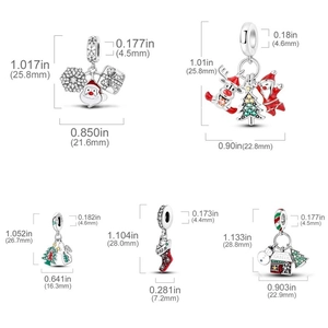 Abalorios navideños de plata S925 con Papá Noel y copo de nieve para pulseras de bricolaje