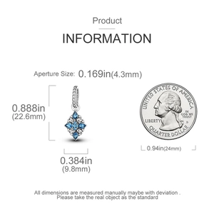 S925 Silber Anhänger Größenübersicht 22,6mm Höhe mit 4,3mm Öffnung Abmessungen