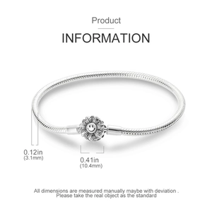 Bracciale a serpente in argento con ciondolo girasole da 10,4mm e catena larga 3,1mm