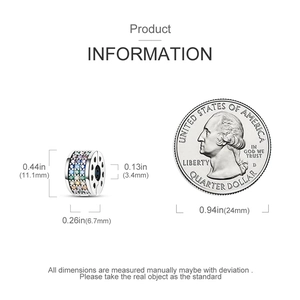 Detaillierte Größentabelle mit Höhe 11,1mm und Breite 6,7mm für den Regenbogen-Charm