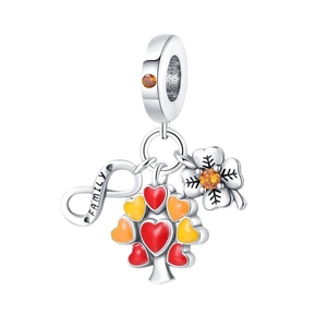 Ensemble de trois pendentifs arbre de vie et trèfle en argent avec émail coloré