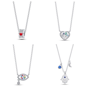 925 Sterling Silver Pendant Necklace For Women Evil Eye Heart Tree Of Life Hamsa Hand Zirconia Fashion Jewelry Gift