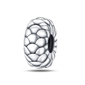 Perla Charm con Fibbia di Sicurezza a Scaglie di Drago in Rame Placcato Argento 925 Accessori Fai-da-te per Bracciale Gioielli
