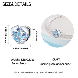 Herzanhänger aus blauem Emaille mit Sternen und Kristallen für DIY-Armbänder