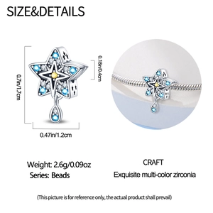Dettaglio della perla stella tarocchi con dimensioni e vista sul bracciale
