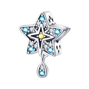 Ciondolo a stella stile tarocchi con zirconi blu e trasparenti in argento S925