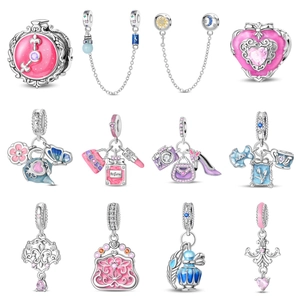 Retro Baroque Silver Plated Enamel Charms For DIY Bracelet Necklace Making Enamel Rhinestone Heart Clock Pendant Jewelry Accessories