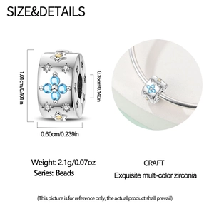 Detailansicht der Evil Eye Perle mit Zirkonia und Maßen für DIY-Schmuckherstellung