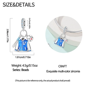 Macro detail of silver baseball sports charm with dimensions and wrist styling view