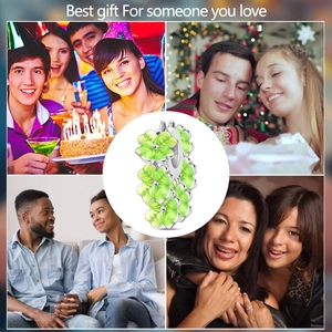 Charm fiore in argento con smalto verde e scene regalo per persone care