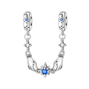 Catena di sicurezza celeste in argento con sole luna stelle per bracciali fai-da-te