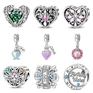Perles de Charme de Bouteille de Souhait de Cœur en Cuivre Plaqué Argent Pour Bijoux DIY Zircone Émail Perle Évidée Accessoire Cadeau Femme