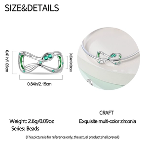 Infinity bedeltje in zilver met smaragdgroene zirkonia voor bedelarmbanden