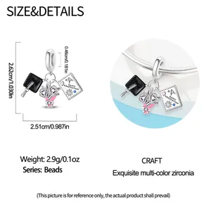 Größentabelle für den Eulen-Abschlussanhänger aus Silber mit Zirkonia und Maßen