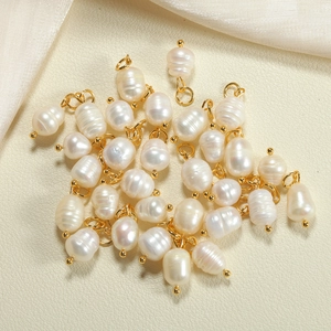 Natural Baroque Freshwater Pearl Charms With Stainless Steel Loops Irregular Pearl Pendants For DIY Jewelry Making Accessories