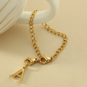 Stainless Steel Initial Letter Cup Chain Pendant Gold Color Tumbler Handle Charm For Women Bag Keychain Accessories