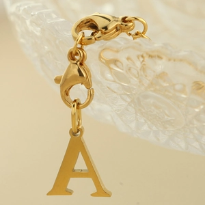 Polished gold initial A pendant with dual lobster clasps and minimalist metallic finish