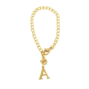 Gold-tone chain bracelet with letter A pendant and secure lobster clasp closure