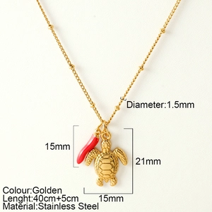Collana in acciaio inossidabile con pendenti a tartaruga e peperoncino e dimensioni