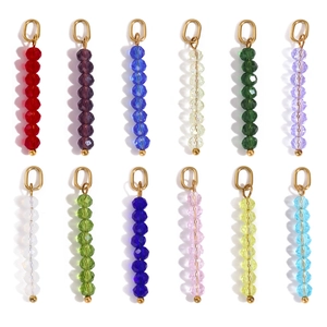 Set of 12 colorful faceted crystal bead pendants with gold loops for DIY jewelry making
