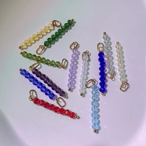 DIY colorful crystal bead charms with gold metal rings for necklace and jewelry making