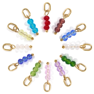 Handmade stainless steel crystal pendants in twelve colors with gold loop for DIY jewelry