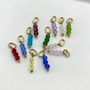 Stainless Steel Faceted Rhinestone Crystal Bead DIY Birthstone Pendant For Jewelry Making Earrings Necklace Accessories Women