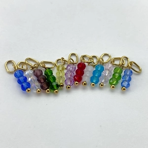 Colorful faceted glass bead pendants with gold rings for DIY jewelry making